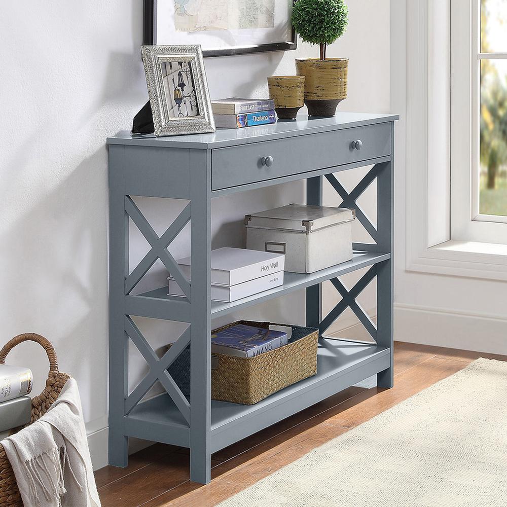 Oxford 1 Drawer Console Table with Shelves. Picture 2