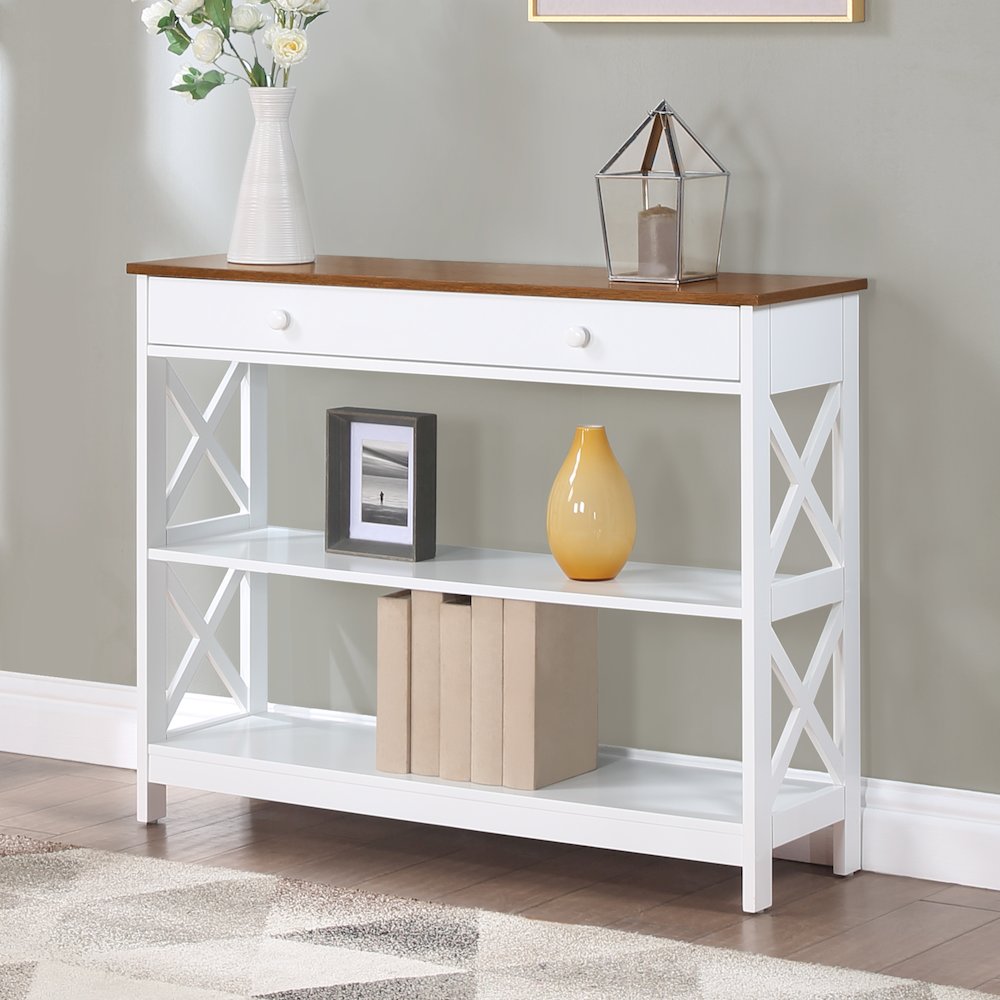 Oxford 1 Drawer Console Table with Shelves. Picture 2