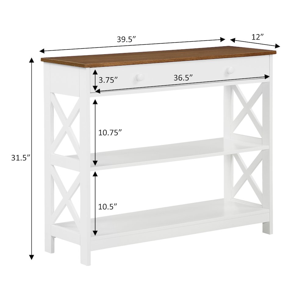 Oxford 1 Drawer Console Table with Shelves. Picture 4