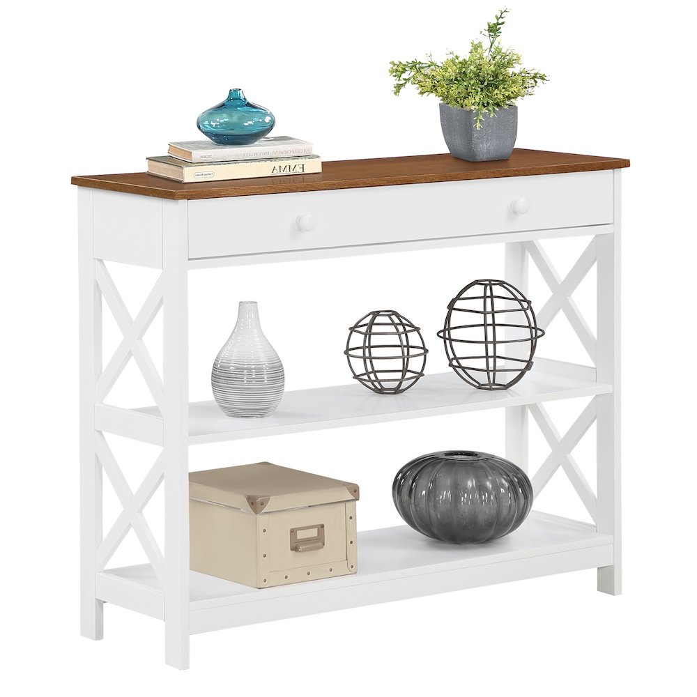 Oxford 1 Drawer Console Table with Shelves. Picture 3