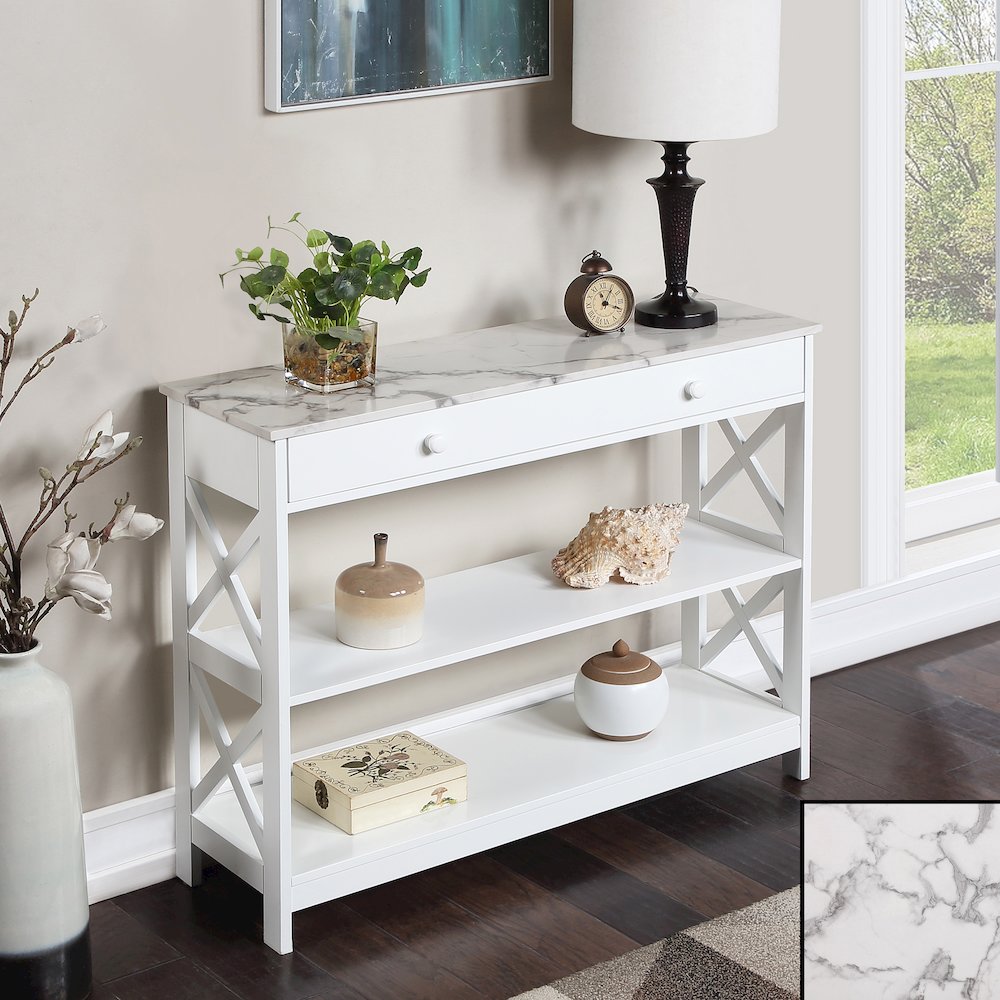 Oxford 1 Drawer Console Table with Shelves. Picture 2