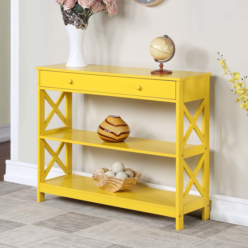 Oxford 1 Drawer Console Table with Shelves. Picture 2
