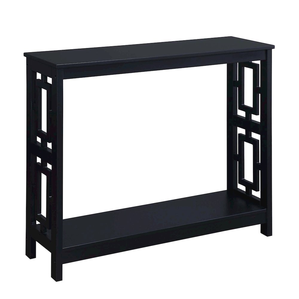 Town Square Console Table with Shelf, Black. Picture 1