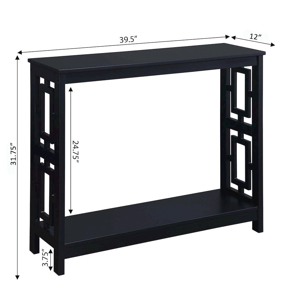 Town Square Console Table with Shelf, Black. Picture 4