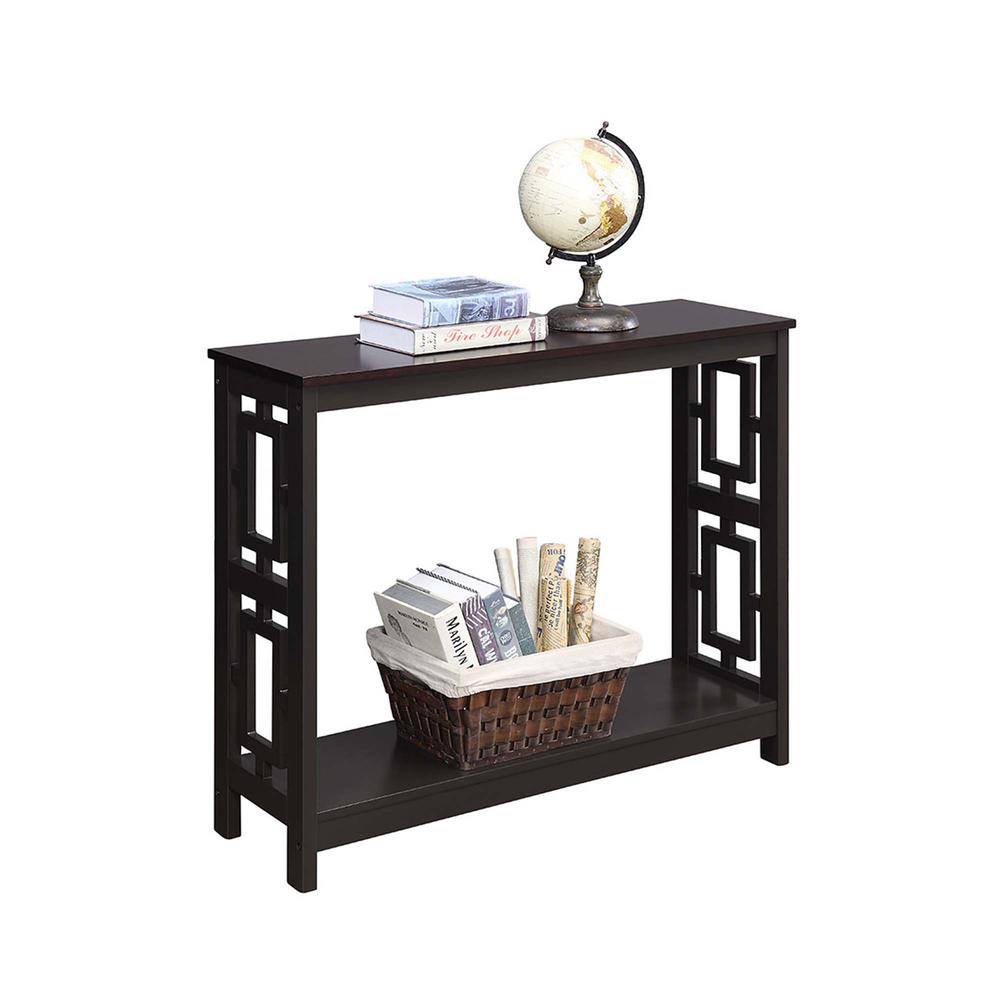 Town Square Console Table with Shelf, Espresso. Picture 1