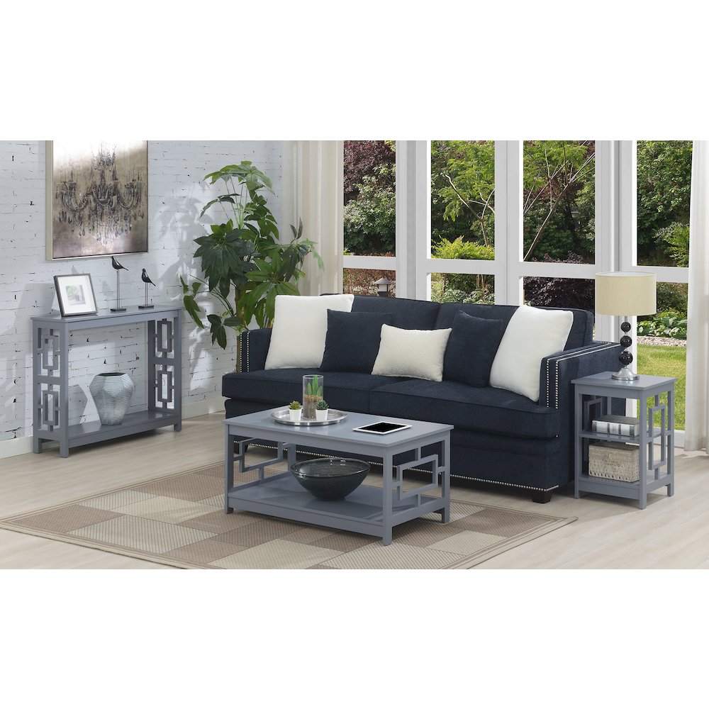 Town Square Console Table with Shelf, Gray. Picture 6