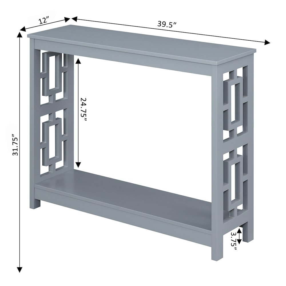 Town Square Console Table with Shelf, Gray. Picture 7