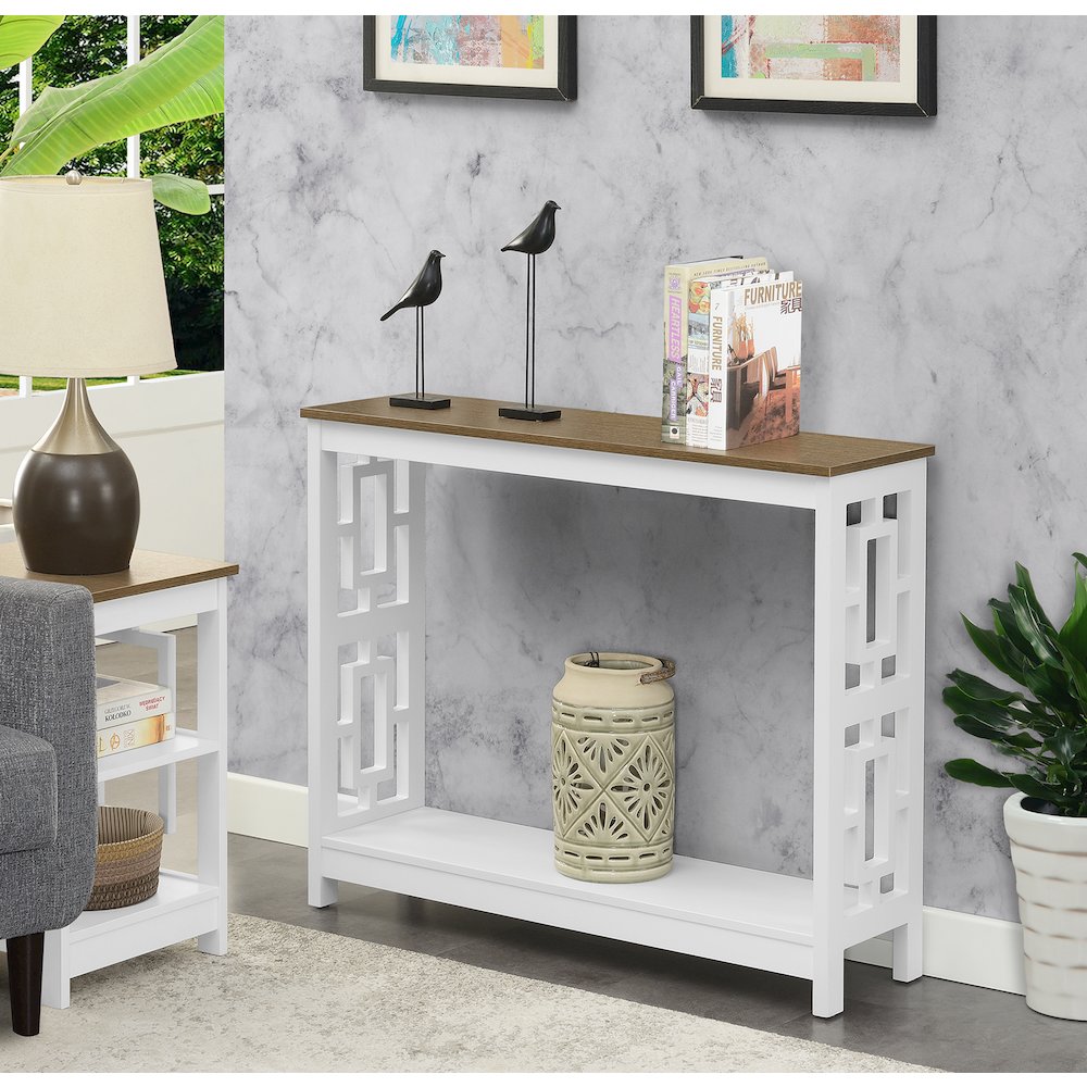 Town Square Console Table with Shelf, Driftwood/White. Picture 2