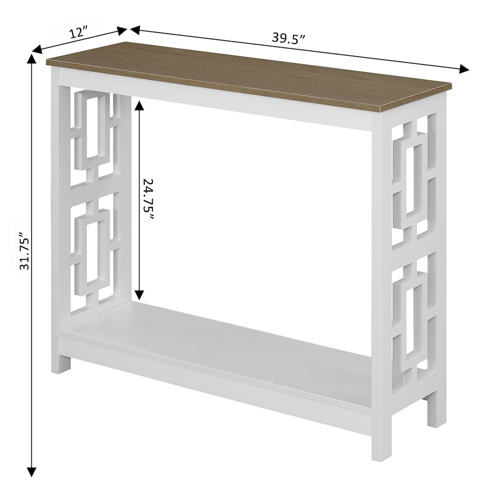 Town Square Console Table with Shelf, Driftwood/White. Picture 7