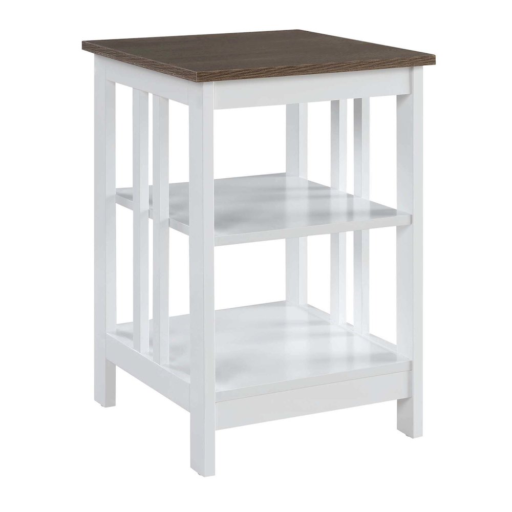 Mission End Table, Driftwood/White. Picture 1