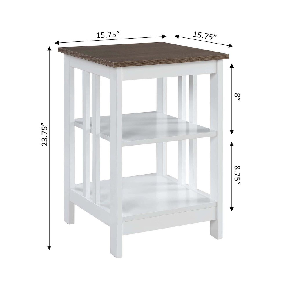 Mission End Table, Driftwood/White. Picture 5