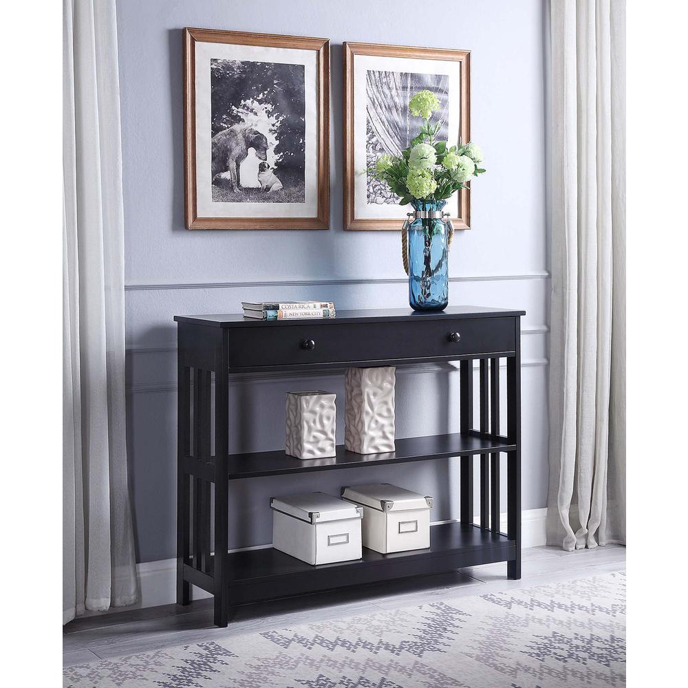 Mission 1 Drawer Console Table with Shelves. Picture 2