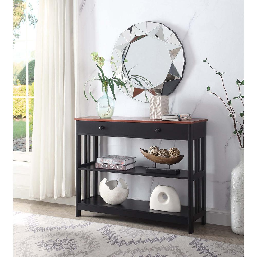 Mission 1 Drawer Console Table with Shelves. Picture 2