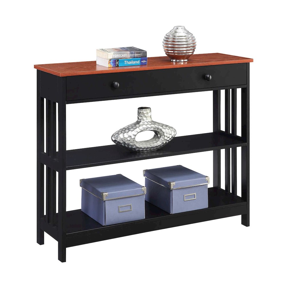 Mission 1 Drawer Console Table with Shelves. Picture 3