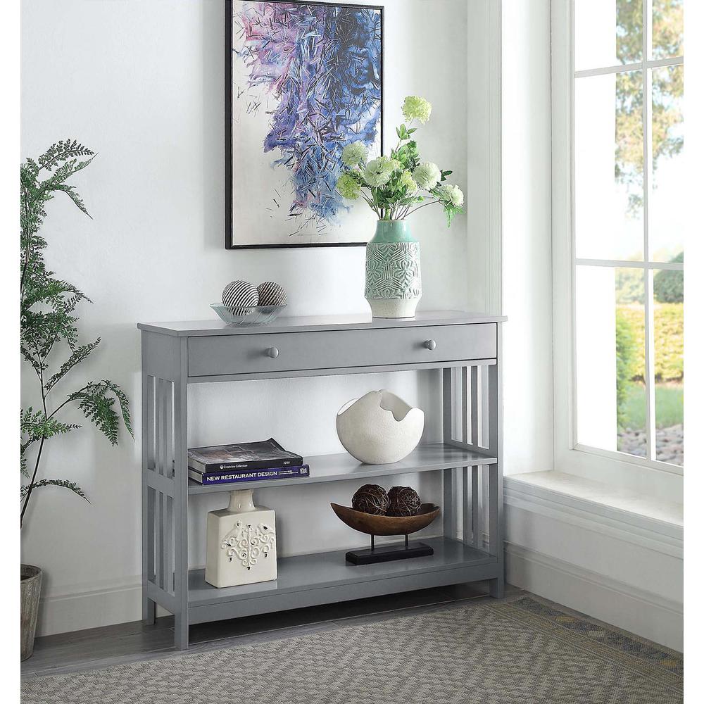 Mission 1 Drawer Console Table with Shelves. Picture 2