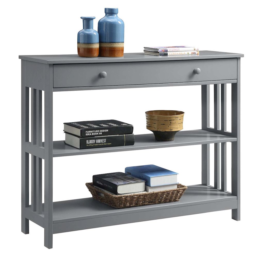 Mission 1 Drawer Console Table with Shelves. Picture 3