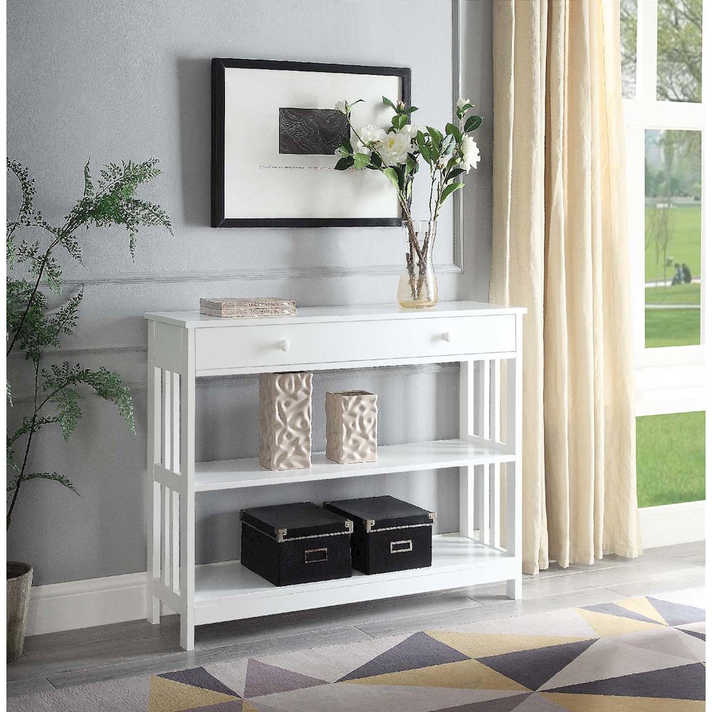Mission 1 Drawer Console Table with Shelves. Picture 2