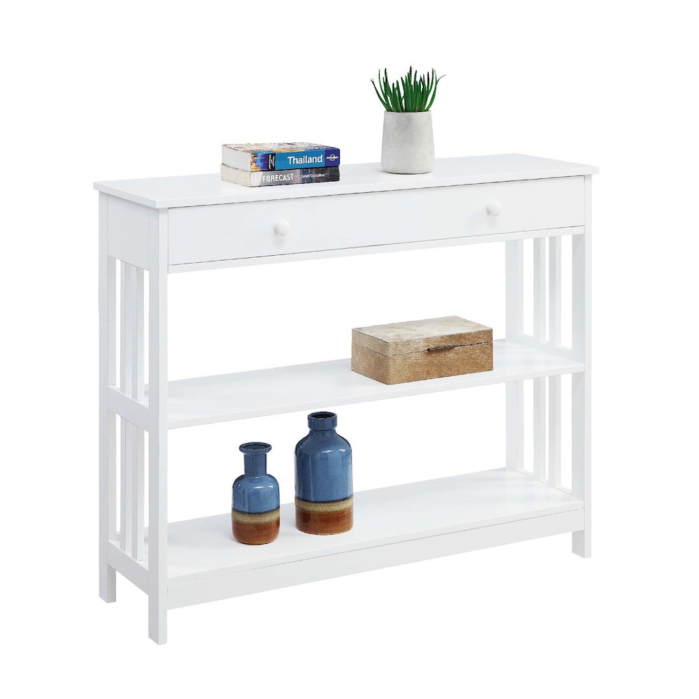 Mission 1 Drawer Console Table with Shelves. Picture 3