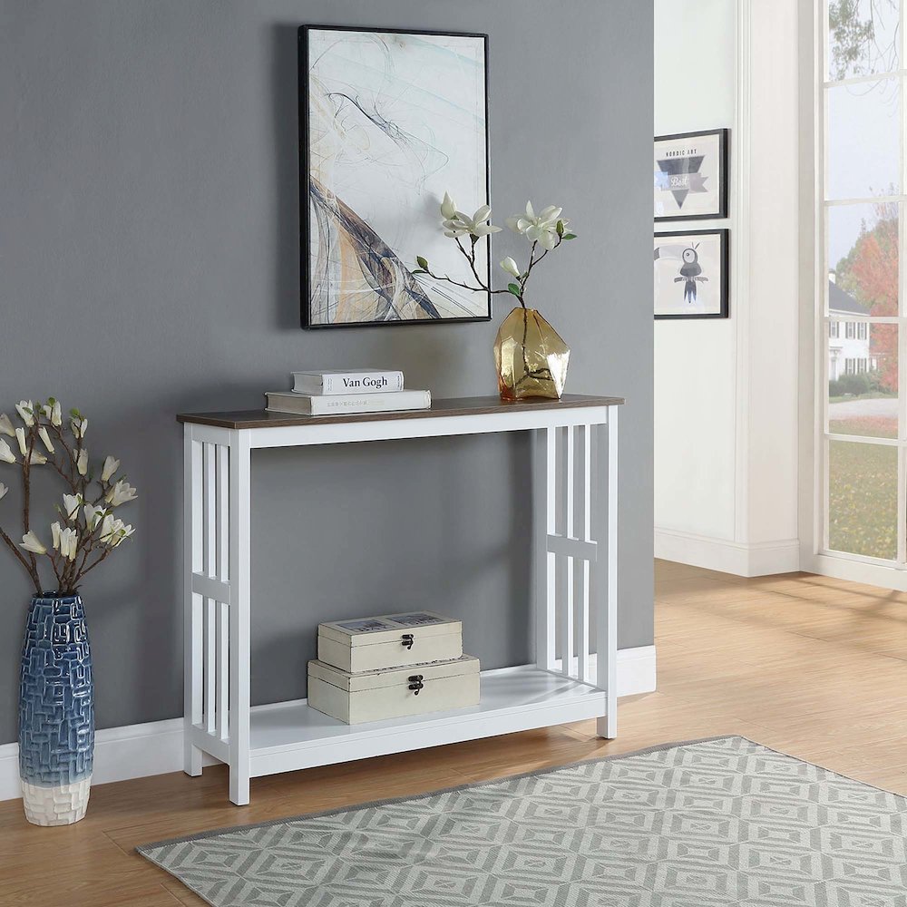 Mission Console Table, Driftwood/White. Picture 2