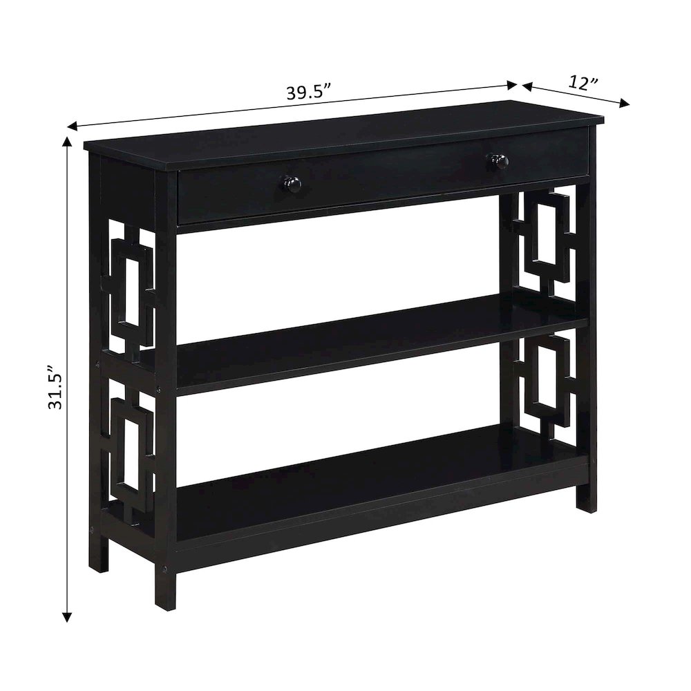 Town Square 1 Drawer Console Table, Black. Picture 6