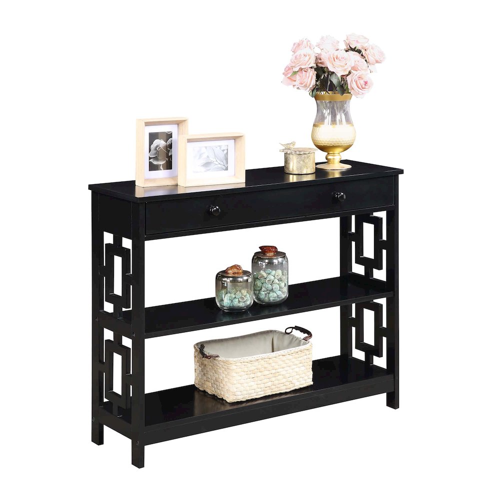 Town Square 1 Drawer Console Table, Black. Picture 3