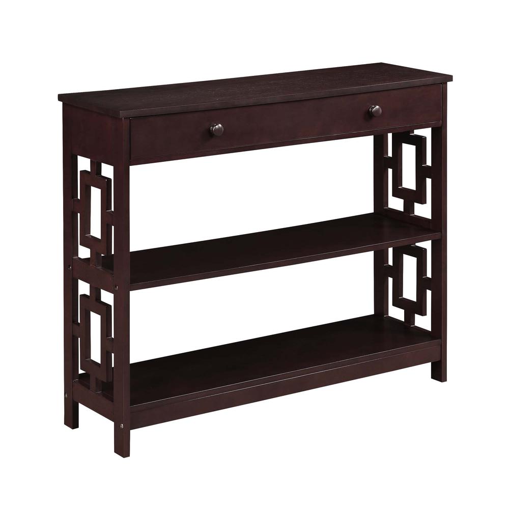 Town Square 1 Drawer Console Table, Espresso. Picture 1