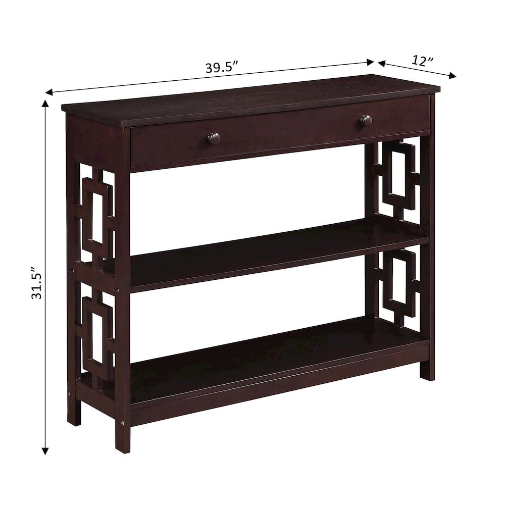 Town Square 1 Drawer Console Table, Espresso. Picture 6