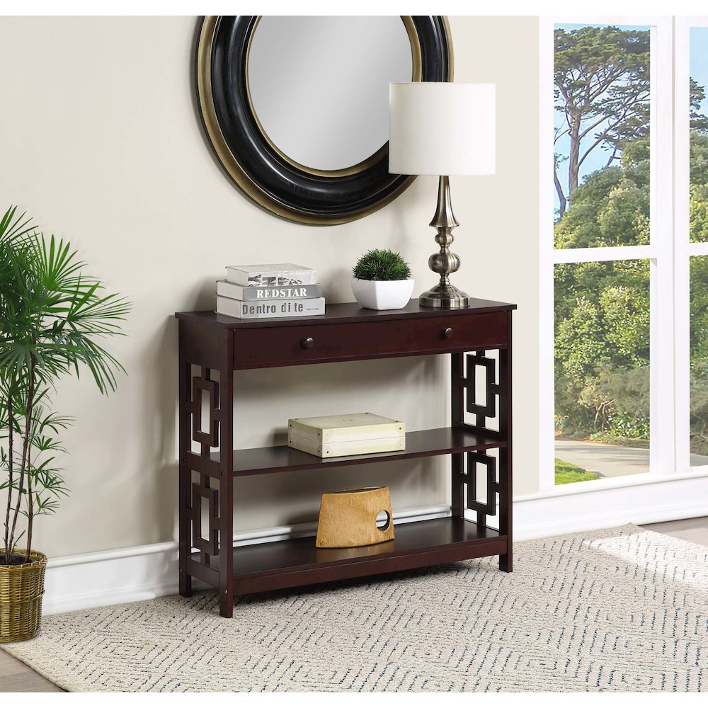 Town Square 1 Drawer Console Table, Espresso. Picture 2