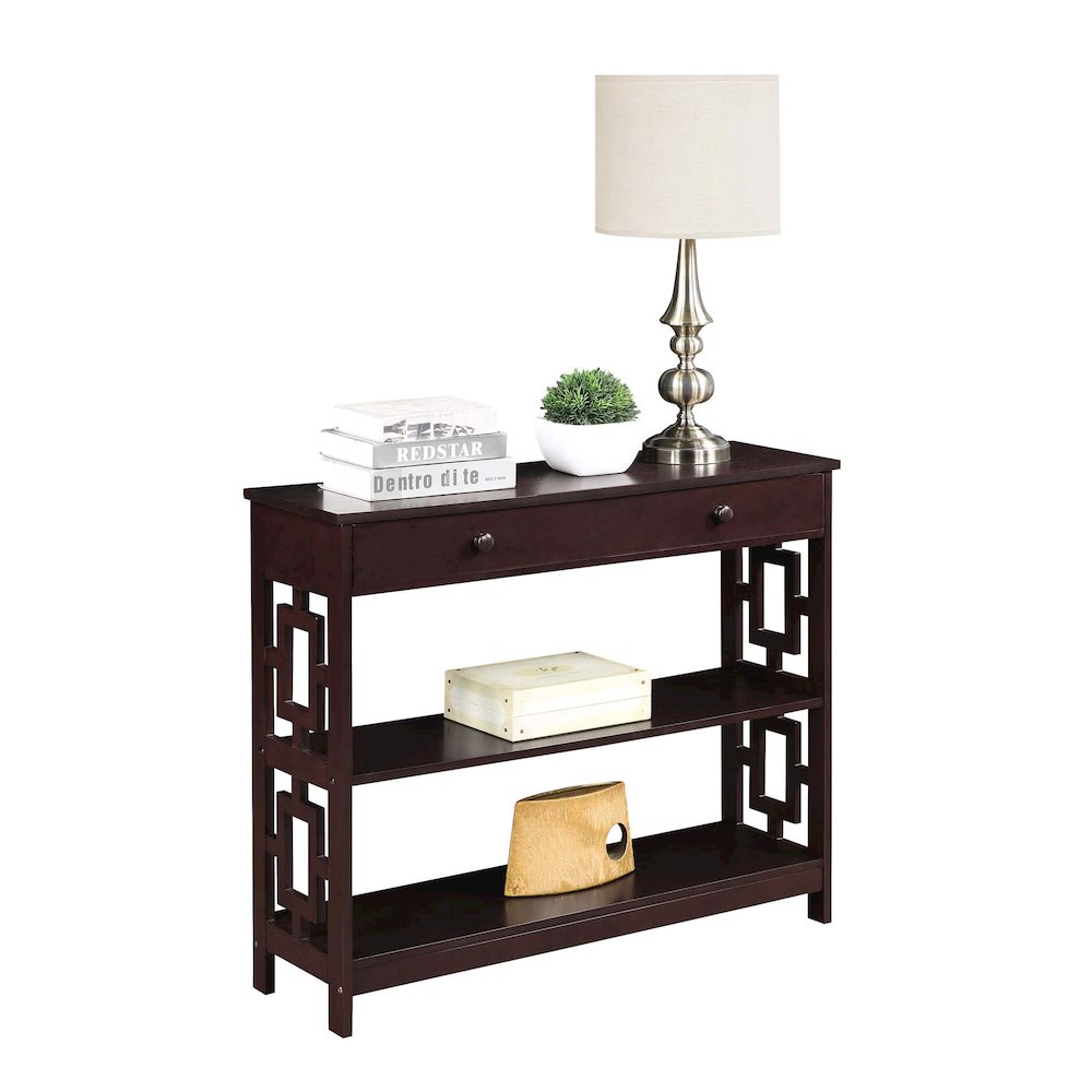 Town Square 1 Drawer Console Table, Espresso. Picture 3