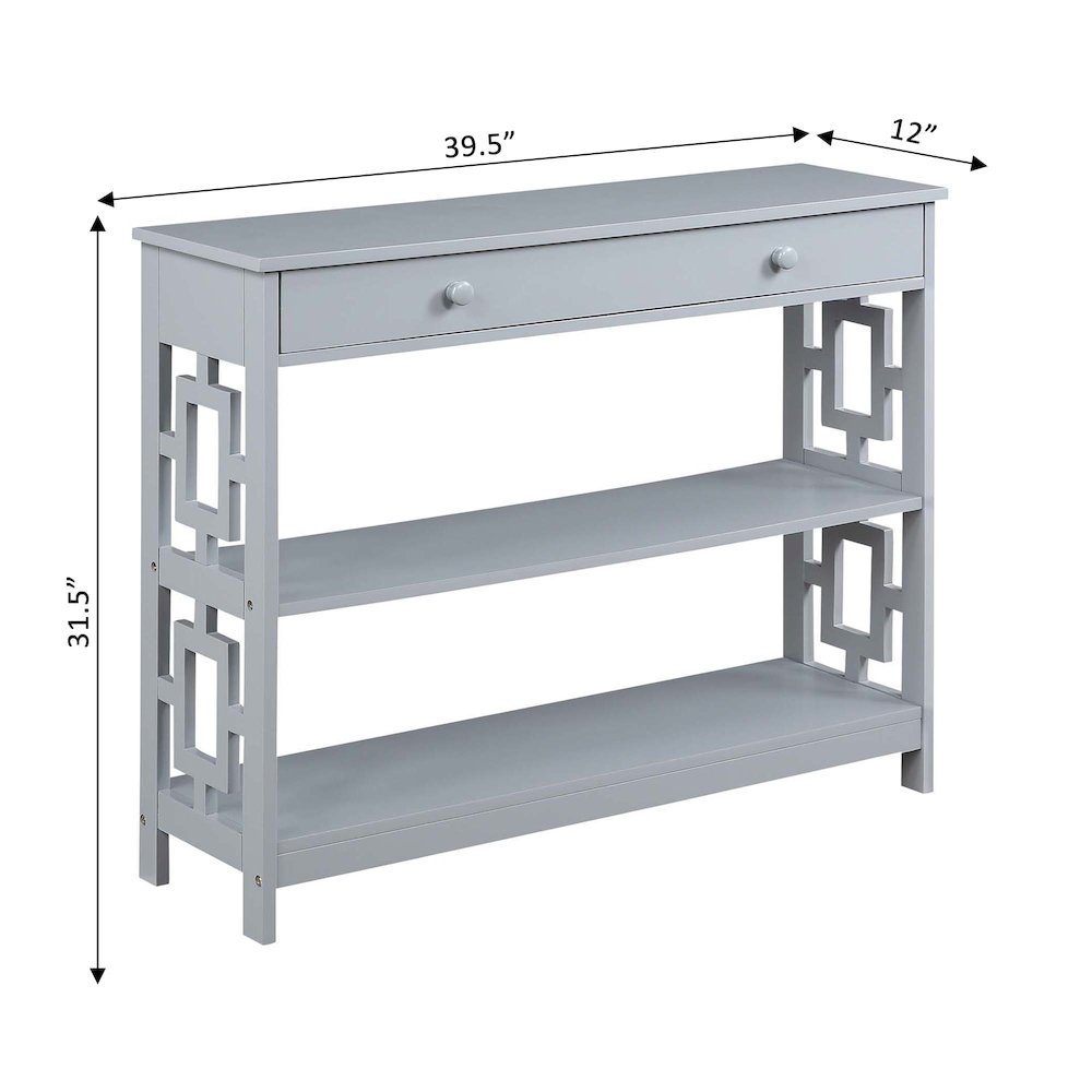 Town Square 1 Drawer Console Table, Gray. Picture 6
