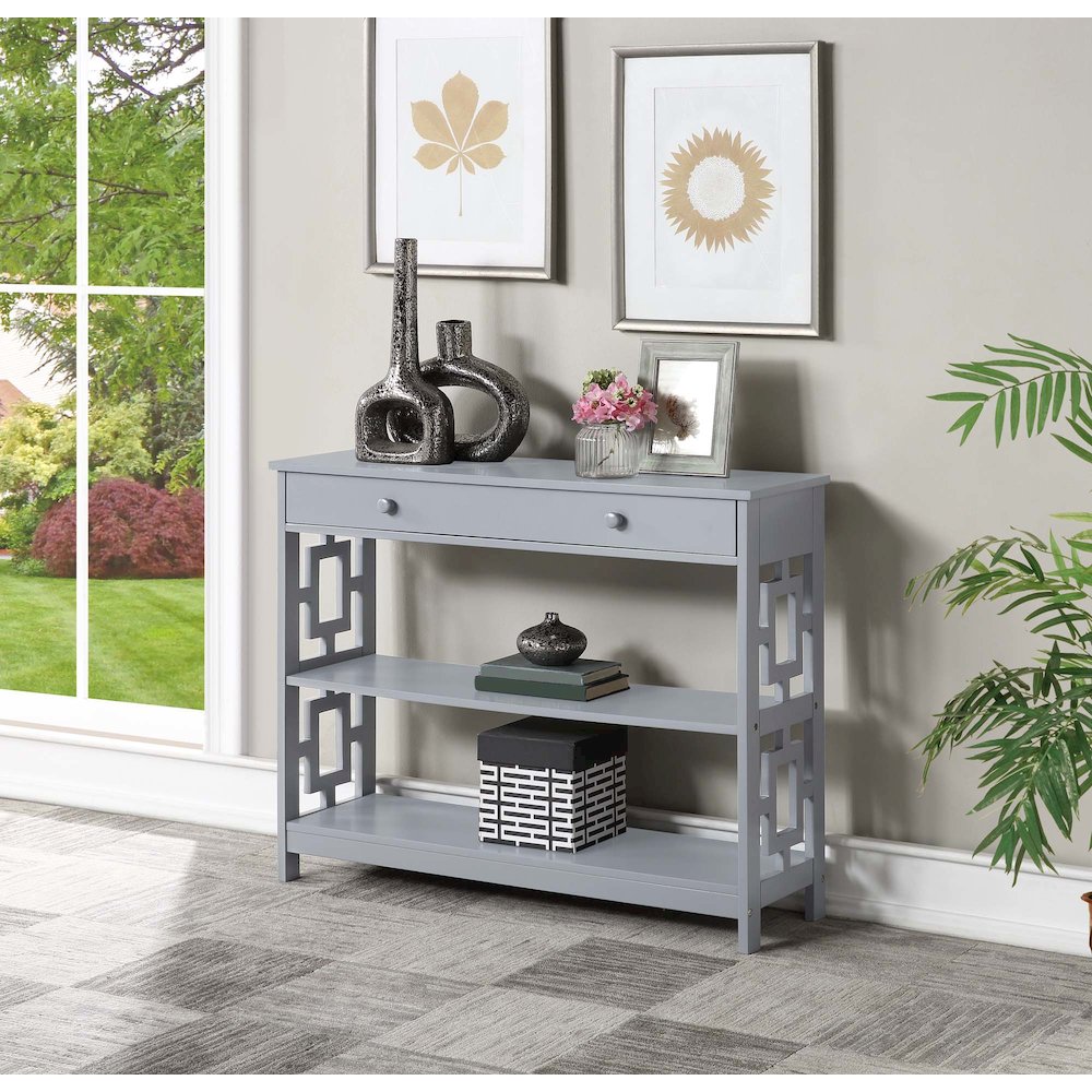 Town Square 1 Drawer Console Table, Gray. Picture 2