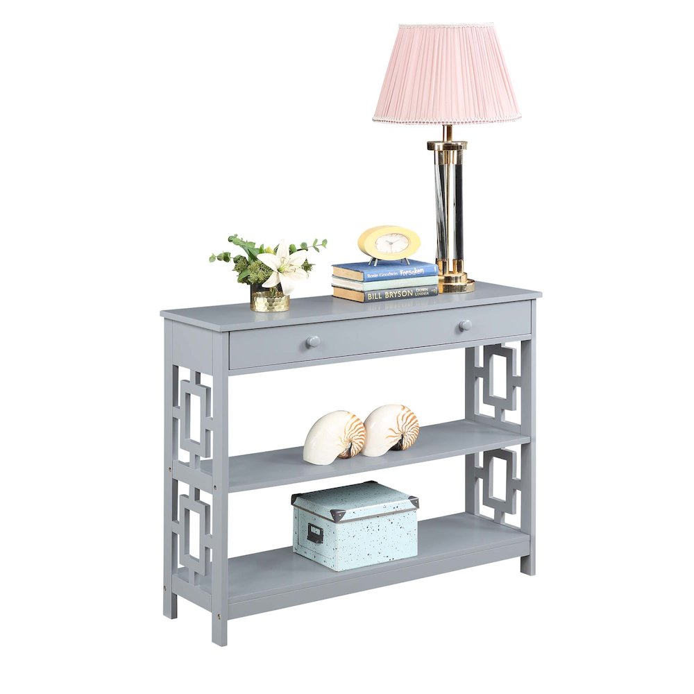Town Square 1 Drawer Console Table, Gray. Picture 3