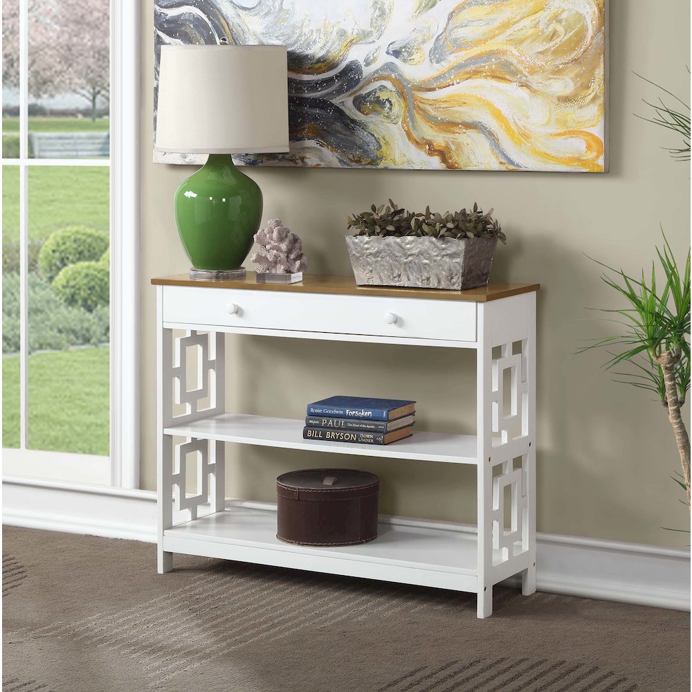Town Square 1 Drawer Console Table, Driftwood/White. Picture 2