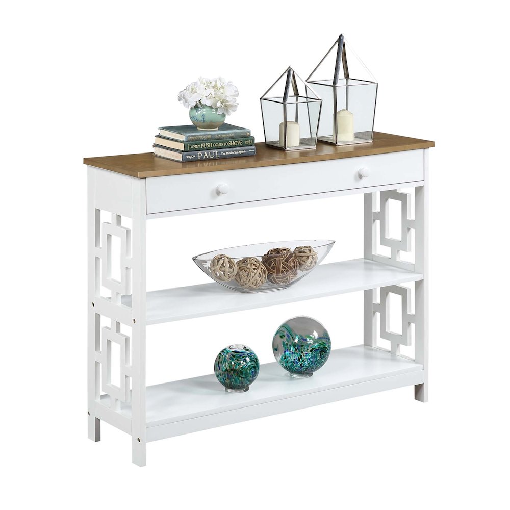 Town Square 1 Drawer Console Table, Driftwood/White. Picture 3