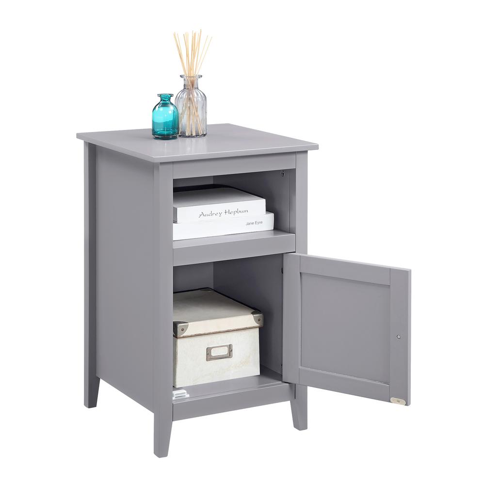 Designs2Go End Table with Storage Cabinet and Shelf, Gray. Picture 1