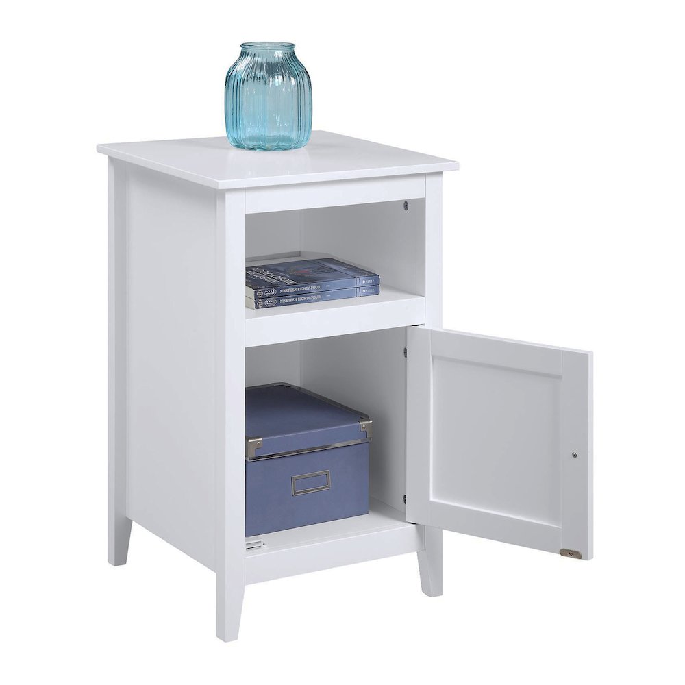 Designs2Go End Table with Storage Cabinet and Shelf, White. Picture 4