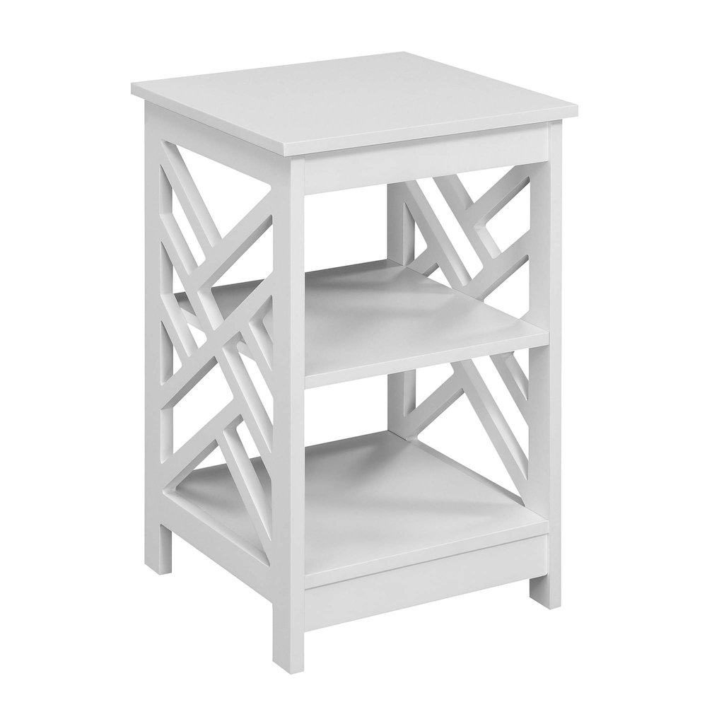 Titan End Table with Shelves, White. Picture 1