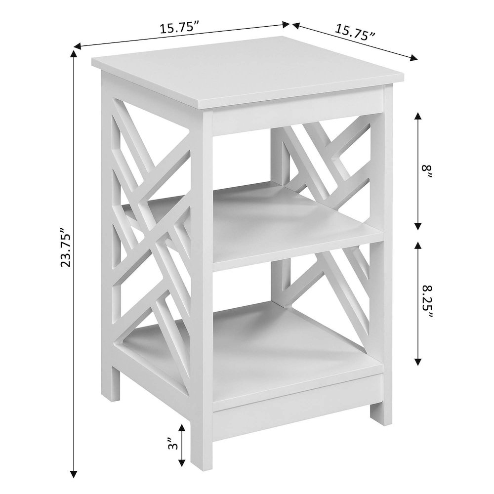 Titan End Table with Shelves, White. Picture 7
