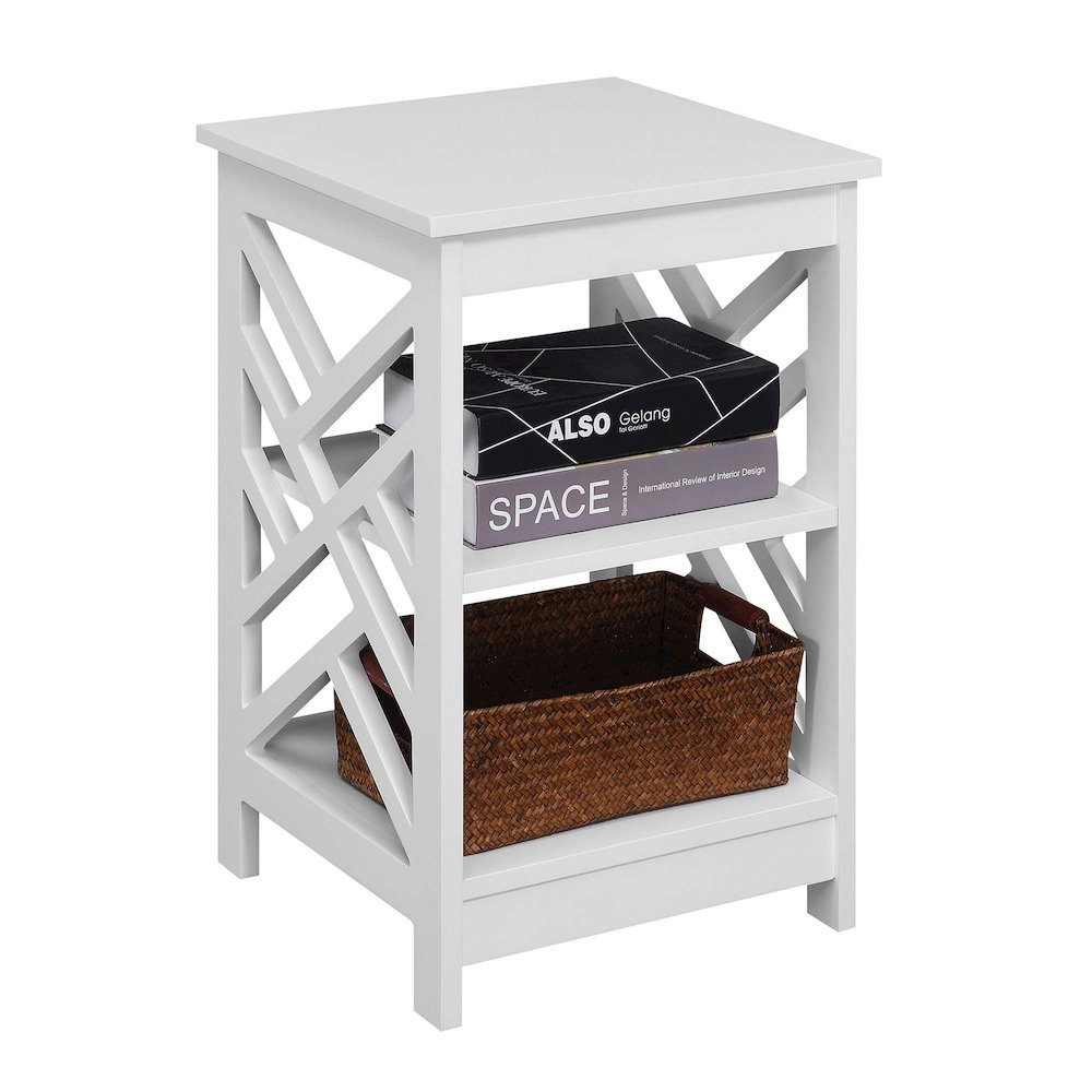 Titan End Table with Shelves, White. Picture 3