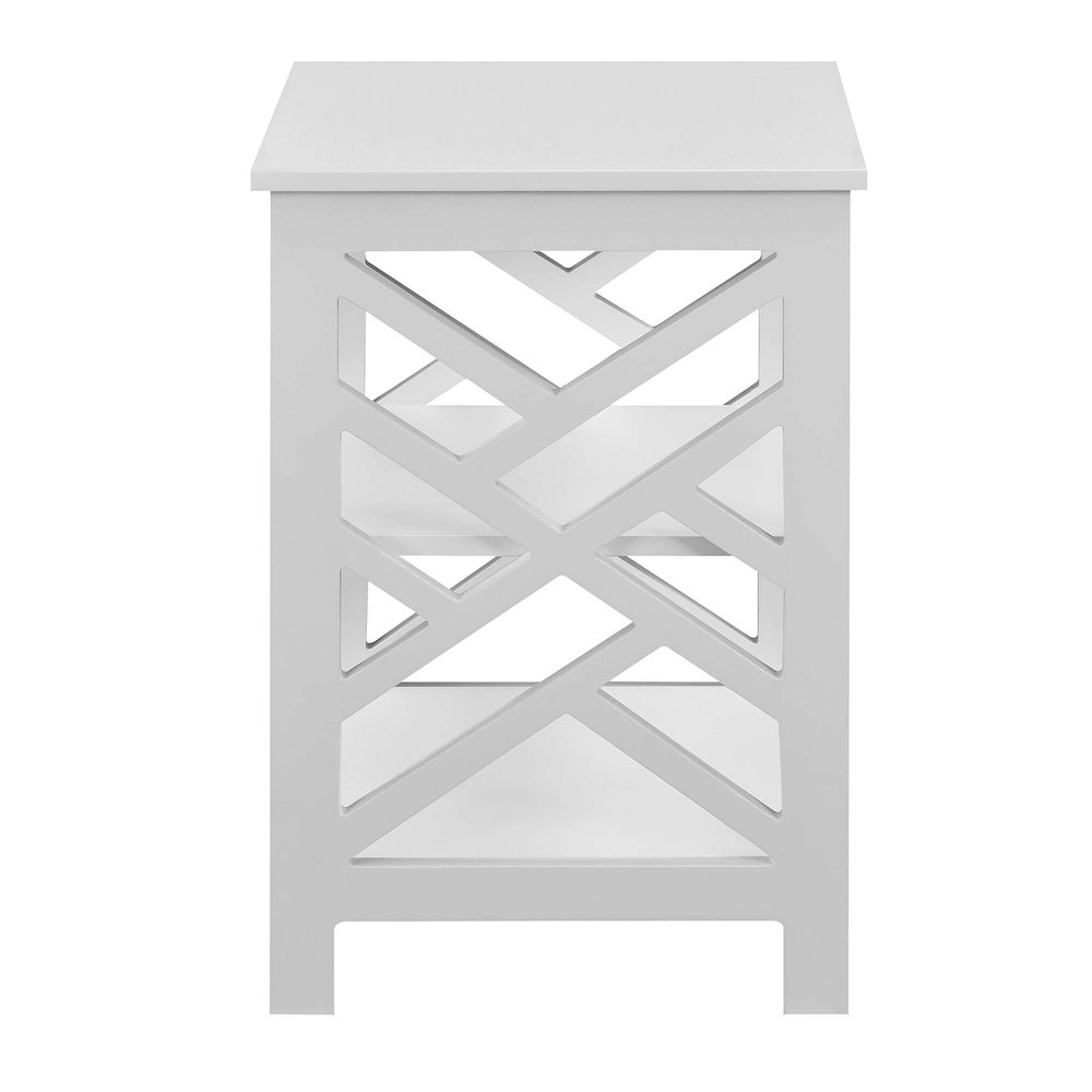 Titan End Table with Shelves, White. Picture 4