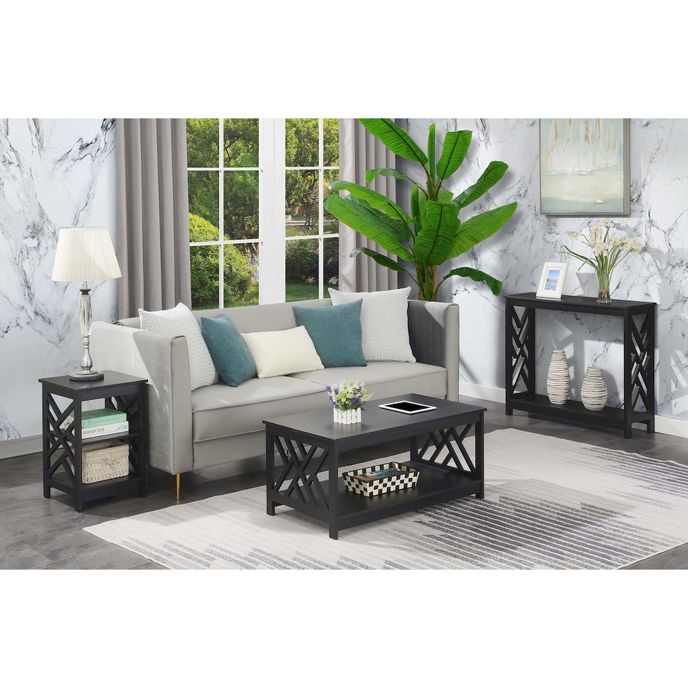 Titan Coffee Table with Shelf, Black. Picture 5