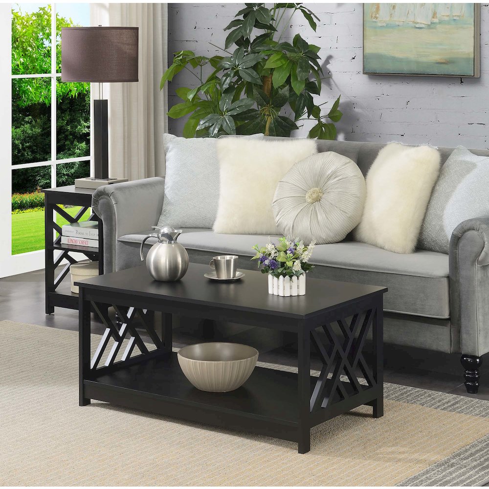 Titan Coffee Table with Shelf, Black. Picture 2