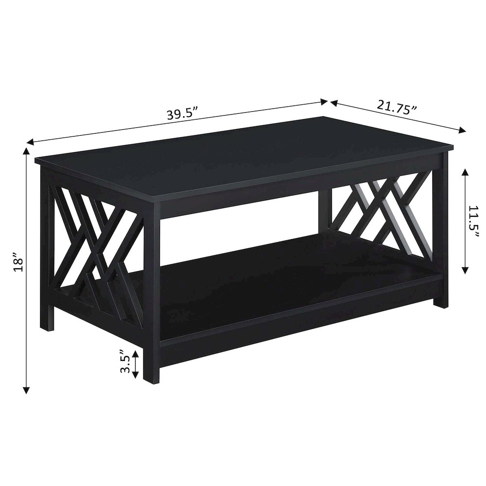 Titan Coffee Table with Shelf, Black. Picture 7