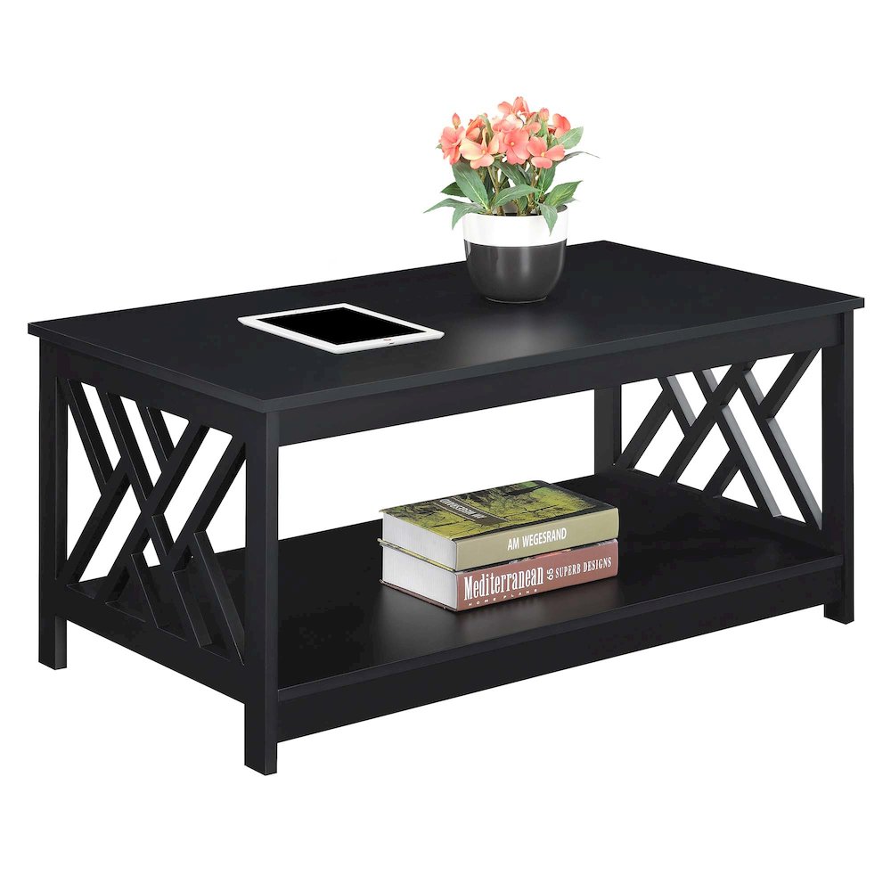 Titan Coffee Table with Shelf, Black. Picture 3