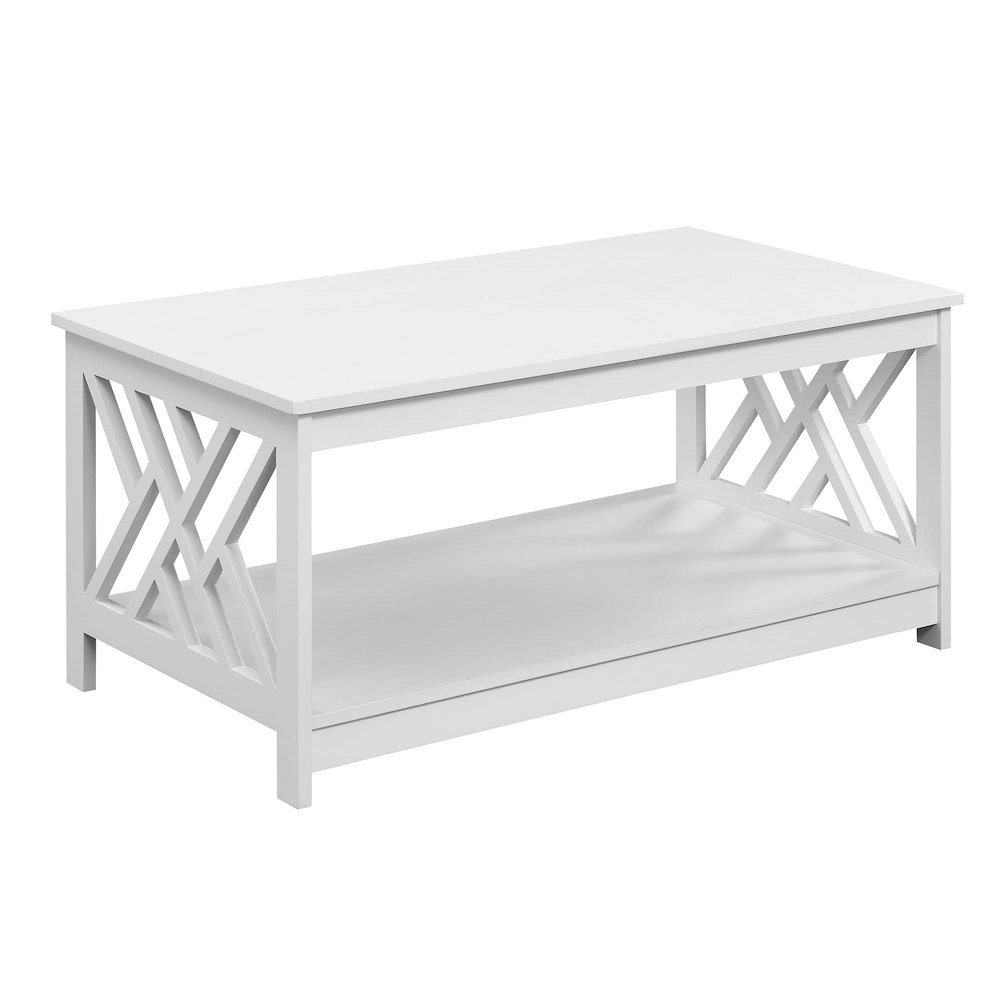 Titan Coffee Table with Shelf, White. Picture 1