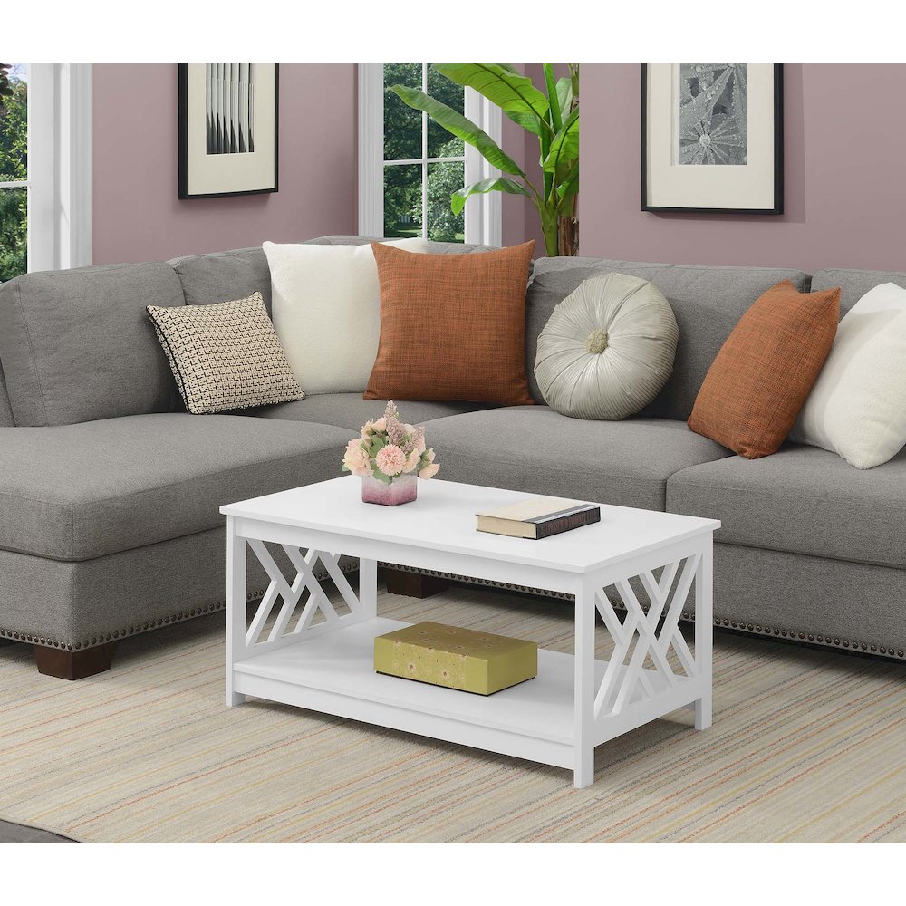 Titan Coffee Table with Shelf, White. Picture 2