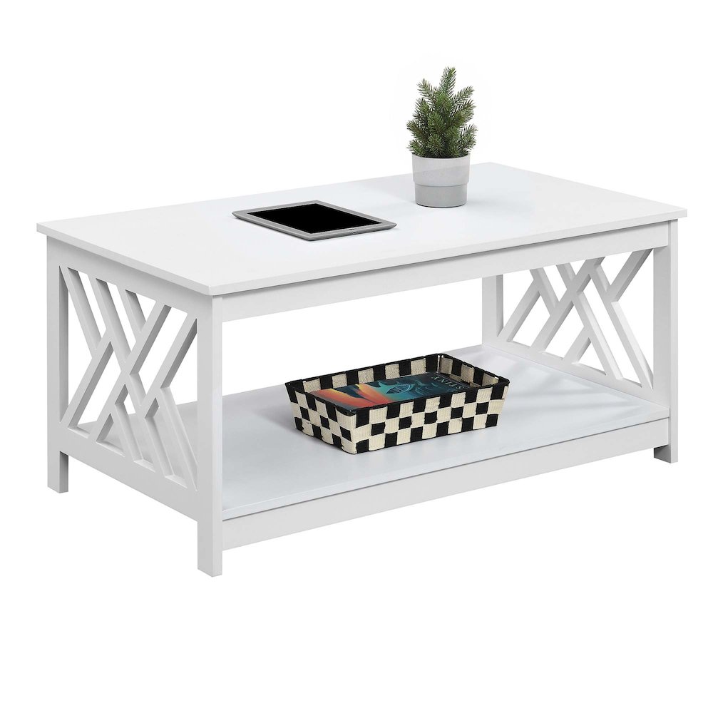 Titan Coffee Table with Shelf, White. Picture 3