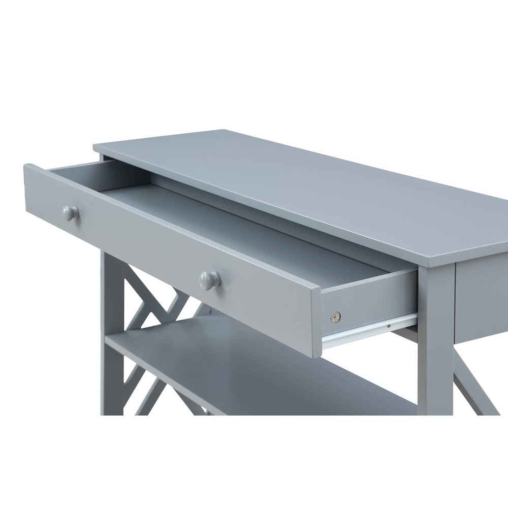 Titan 1 Drawer Console Table with Shelves, Gray. Picture 4