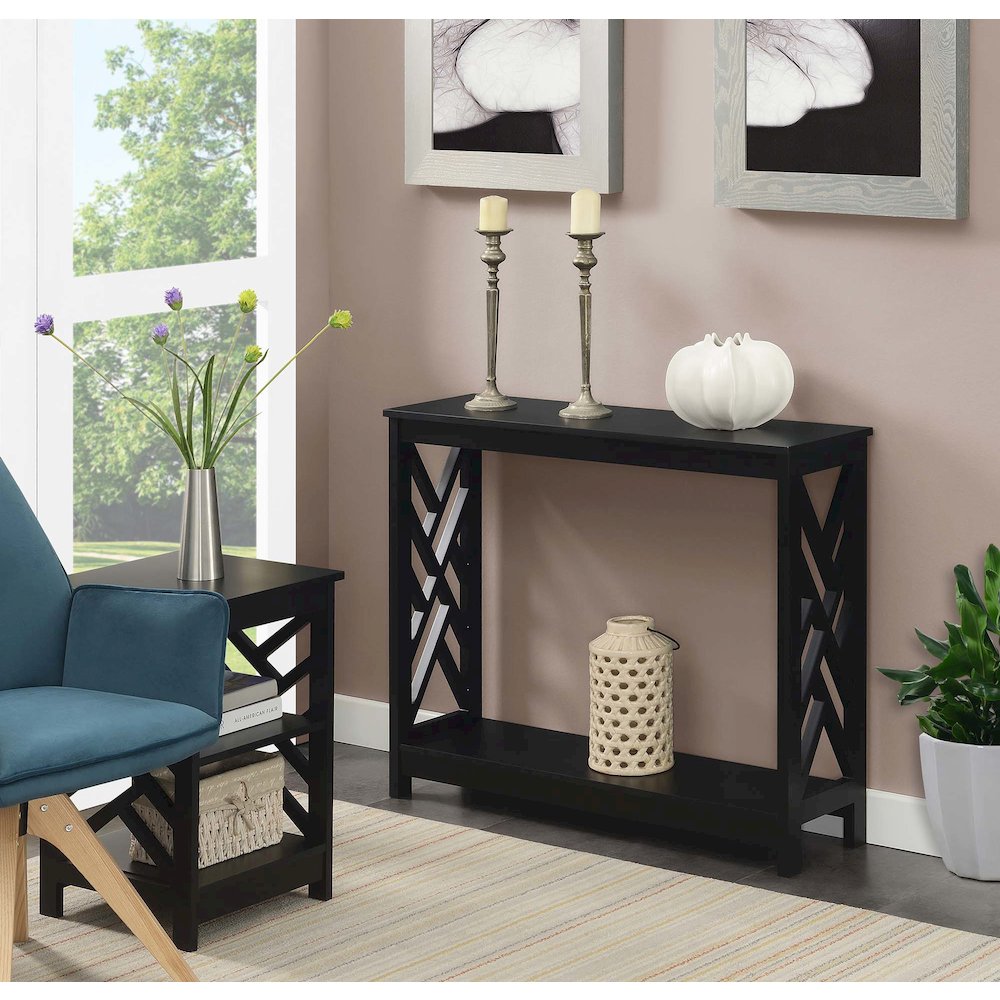 Titan Console Table with Shelf, Black. Picture 2