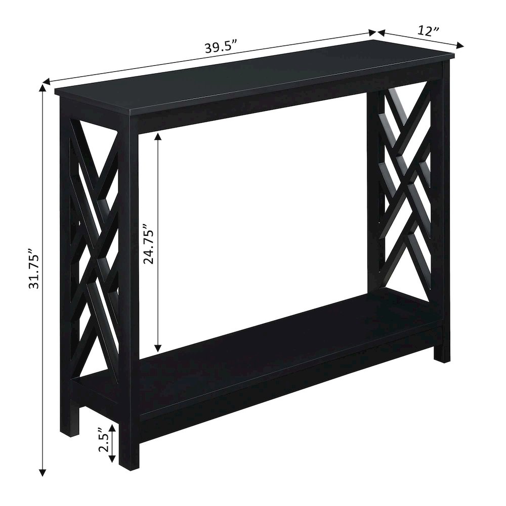 Titan Console Table with Shelf, Black. Picture 5